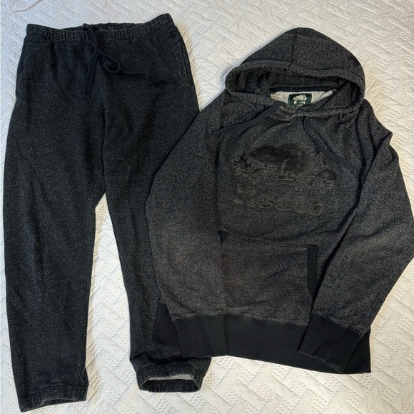 ROOTS Dark Grey Men’s Small Salt & Pepper 2 Piece Jogging Suit Hoodie Sweatpants - Picture 5 of 13